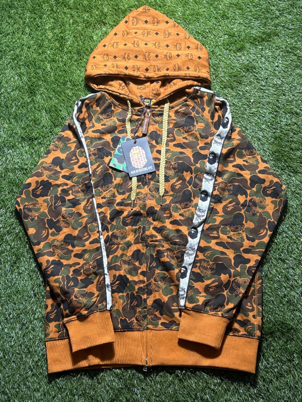 MCM X Bape Camo Zip Hoodie Size L